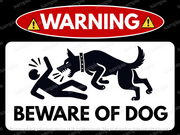 Warning Beware of Dog Metal Sign – Security Property Safety Plaque 20x30cm Mancave Decor