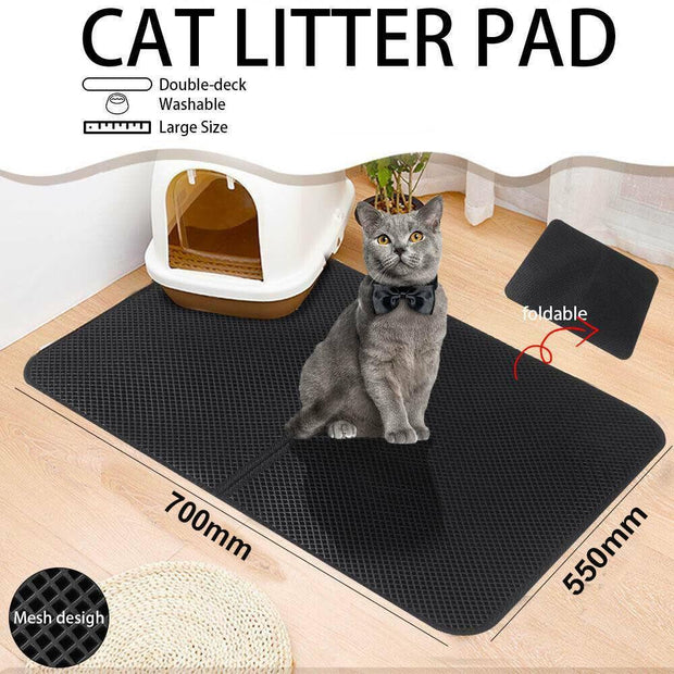 **Hot Sale** Waterproof Double-Layer Cat Litter Mat Trapper Foldable Pad Pet Rug Home L Size