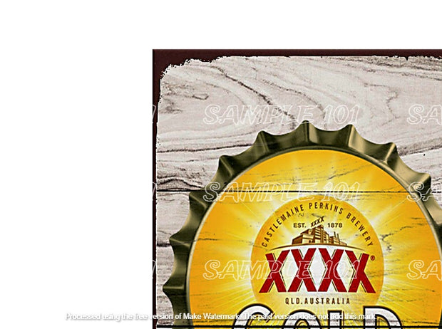 XXXX BOTTLE CAP Retro Rustic Look Vintage Tin Metal Sign Man Cave, Shed-Garage, and Bar