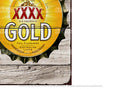 XXXX BOTTLE CAP Retro Rustic Look Vintage Tin Metal Sign Man Cave, Shed-Garage, and Bar