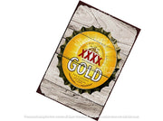 XXXX BOTTLE CAP Retro Rustic Look Vintage Tin Metal Sign Man Cave, Shed-Garage, and Bar