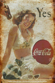 YES COKE Retro Vintage Rustic Look Home Classic Shed Resto Café Reproduction Bar Wall Tin Metal Signs