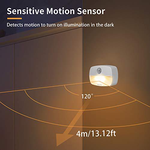 ZISUYU Motion Sensor Light Indoor Led Night Light Stick On Nightlight Battery Operated Lights For Toilet Closet Bathroom Bedroom Hallway Stair