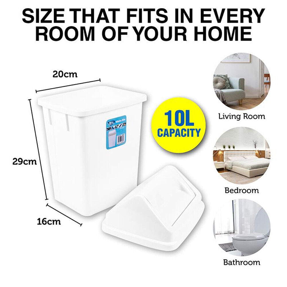 Sleek 10L/20L Swing Lid Trash Bin - Perfect for Kitchen & Bathroom Waste Management!