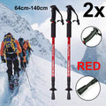 Adjustable 2X Hiking Trekking Poles - Durable Walking Sticks for Camping - Red 