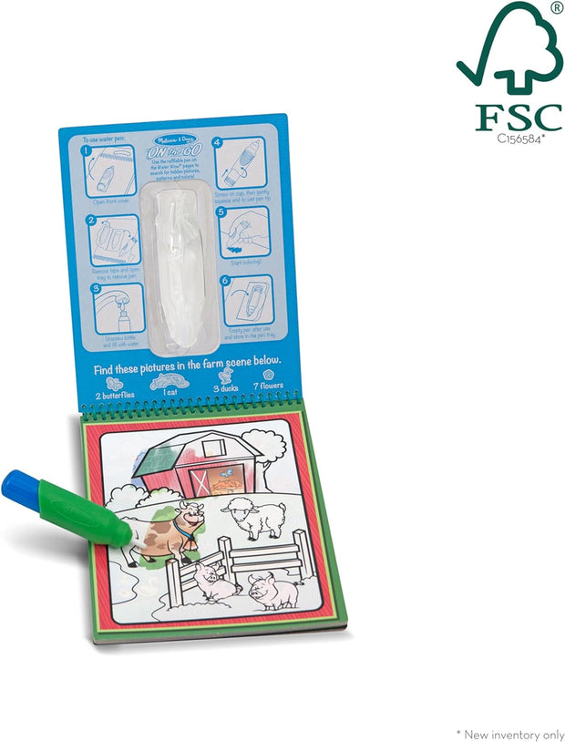 Melissa & Doug On-The-Go Water WOW! – Reusable Water-Reveal Pad | Animals Theme | Mess-Free Coloring Fun