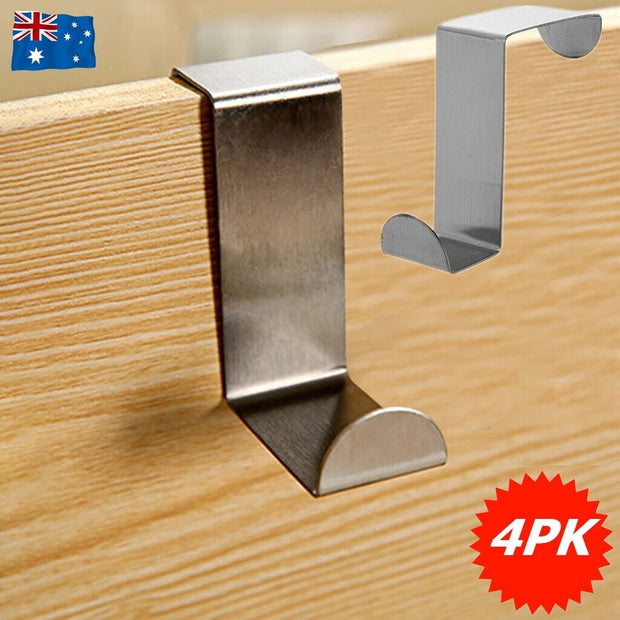Premium Stainless Steel Over-Door Hooks - 4 Pack for Ultimate Coat and Clothes Storage Solution
