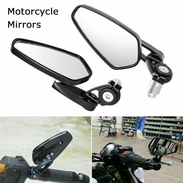 Sleek Black Universal 7/8" Motorcycle Bar End Mirrors for Cafe Racers