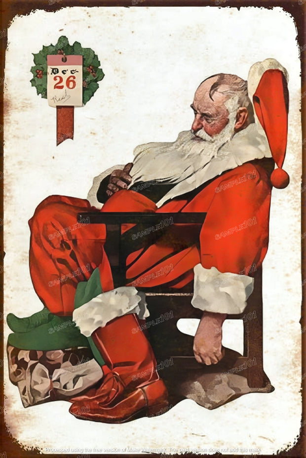 AFTER THE 25TH Santa Claus Vintage Rustic Look Home Wall Décor Bar Wall Tin Metal Signs