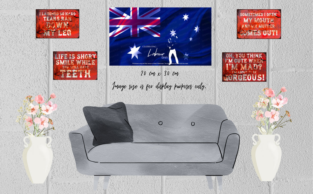 AUSSIE LABOUR DAY Retro/ Vintage Tin Metal Sign Man Cave, Wall Home Décor, Shed-Garage, and Bar
