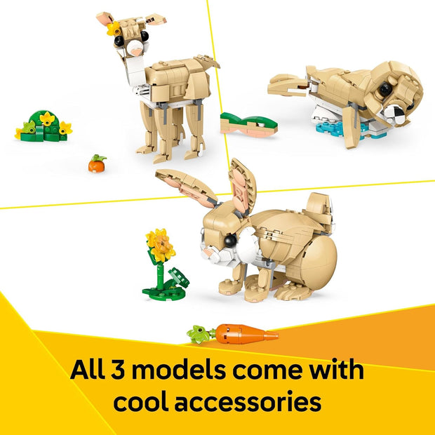 Creator 3-in-1 Cute Bunny Toy – Build a Rabbit, Llama, or Seal | Fun Construction Kit for Kids Ages 8+