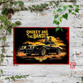 2D Flat - A 2D Retro Metal Tin Sign Features a Black Sports Car with Two People Inside, And The Words 