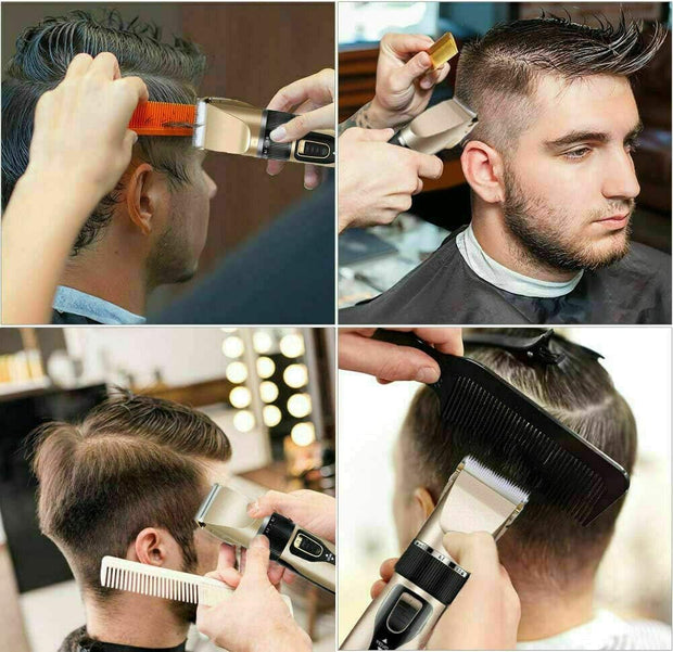 Professional Cordless Hair Clippers & Trimmer Set – 9-Piece Washable Beard & Hair Grooming Kit for Men
