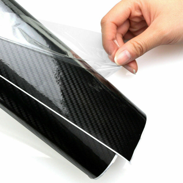 6D Gloss Black Carbon Fiber 150X90Cm Vinyl Car Phone Laptop Wrap Sticker Film AU