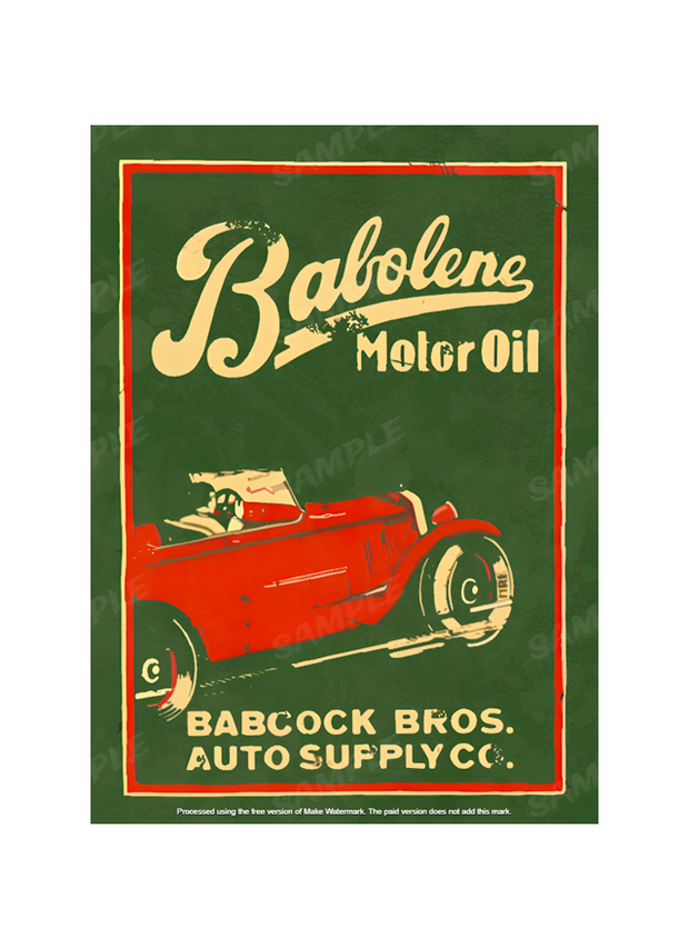 BABOLENE MOTOR OIL BABCOCK BROS AUTO SUPPLY