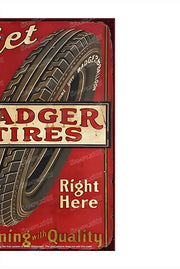 BADGER TIRES Vintage Retro Home Wall Shed Garage Poster Décor Bar Wall Tin Metal Signs
