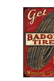 BADGER TIRES Vintage Retro Home Wall Shed Garage Poster Décor Bar Wall Tin Metal Signs