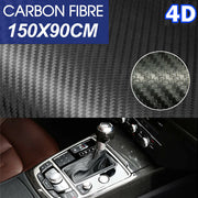 4D Carbon Fiber Vinyl Gloss Black Car Phone Laptop Wrap Sticker Film 150X90 CM