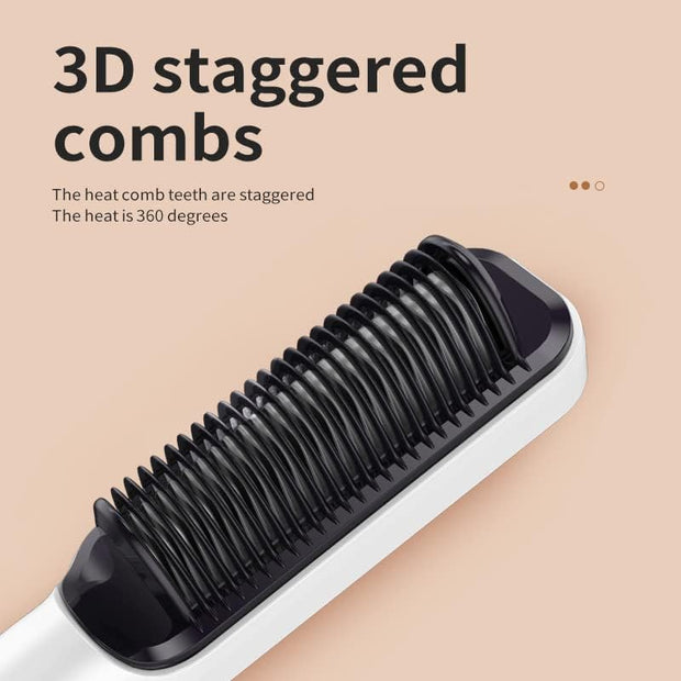 Negative Ion Hair Straightener & Styling Comb (Pink)