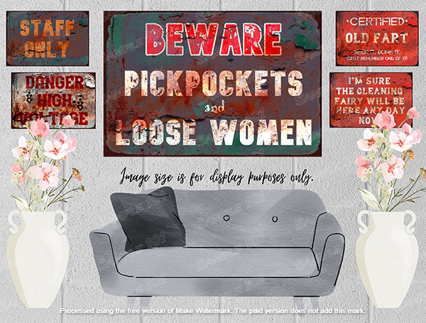 BEWARE PICKPOCKETS Vintage Retro Home Wall Shed Garage Poster Décor Bar Wall Tin Metal Signs