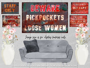 BEWARE PICKPOCKETS Vintage Retro Home Wall Shed Garage Poster Décor Bar Wall Tin Metal Signs