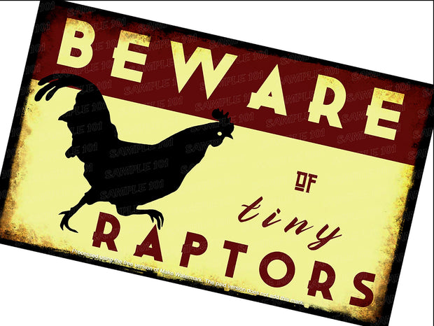 TINY RAPTORS Vintage Retro Home Wall Shed Garage Chicken Décor Bar Wall Tin Metal Signs