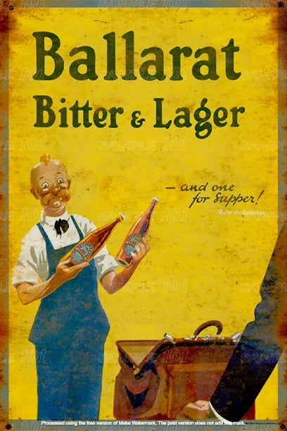 BITTER & LAGER Retro Vintage Rustic Look Home Shed-Garage Reproduction Bar Wall Tin Metal Signs