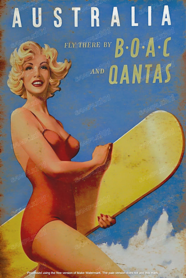 BOAC QANTAS Vintage Retro Australia Home Wall Décor Bar Wall Tin Metal Signs