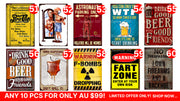 Bulk Buy-Humorous Signs 10 Designs Retro/ Vintage Tin Metal Sign Man Cave, Wall Home Décor, Shed-Garage, and Bar