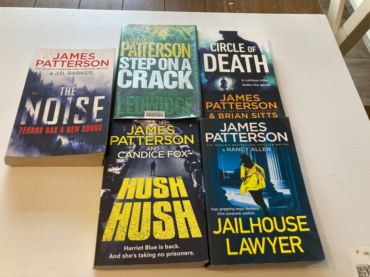 James Patterson 5 Book Thriller Bundle – The Noise, Hush Hush & More — front covers