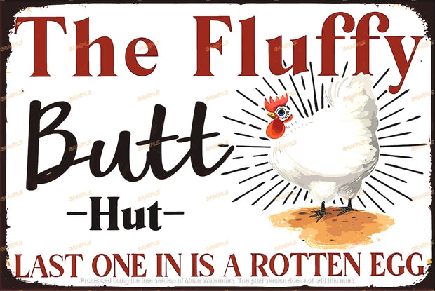 BUTT HUT Retro Vintage Art Wall Décor for Country Home Farm Kitchen Barn Fence Coop Poster Tin Sign Metal