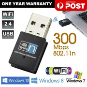 High-Speed USB Wireless N WiFi Adapter - 300Mbps Dongle for Windows 10