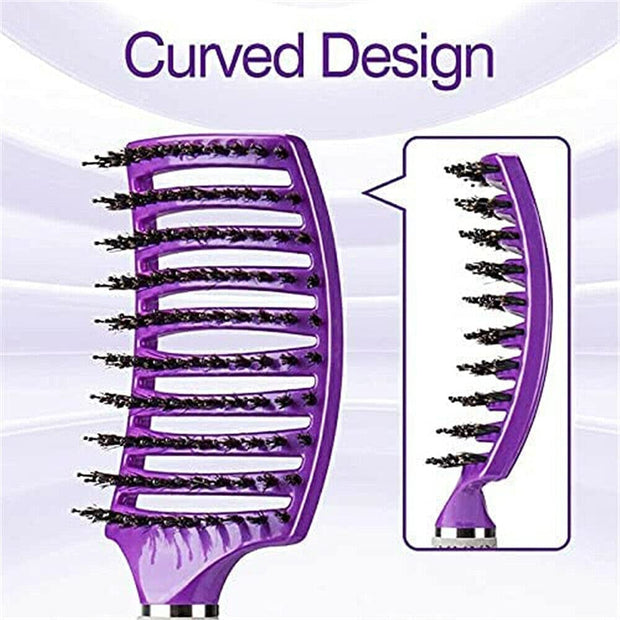 Gold Detangling Hairbrush – Nylon & Boar Bristles for Women & Men | Scalp Massage Comb