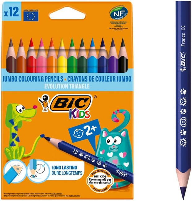 Kids Evolution Triangular Coloring Pencils – Ergonomic Grip | Assorted Colors, 12-Pack