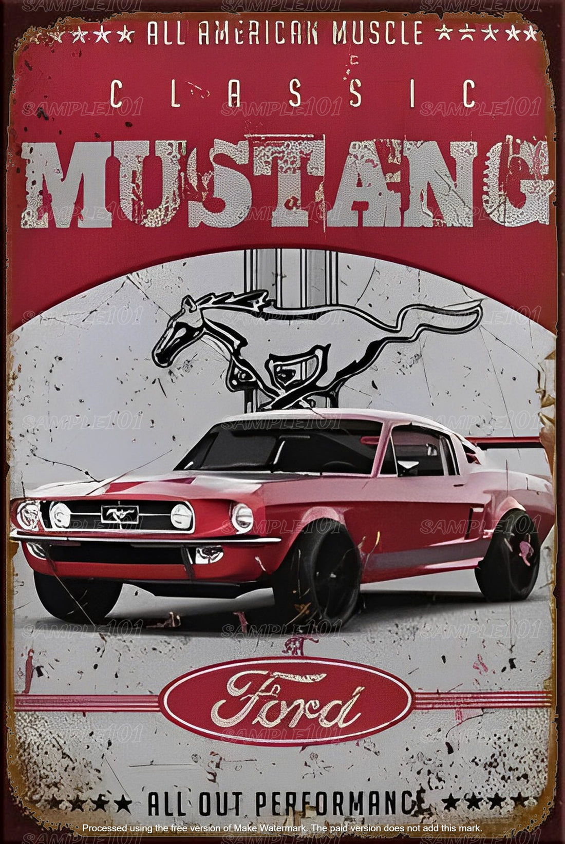 CLASSIC MUSTANG Rustic Look Home Wall Décor Reproduction Bar Wall Tin Metal Signs