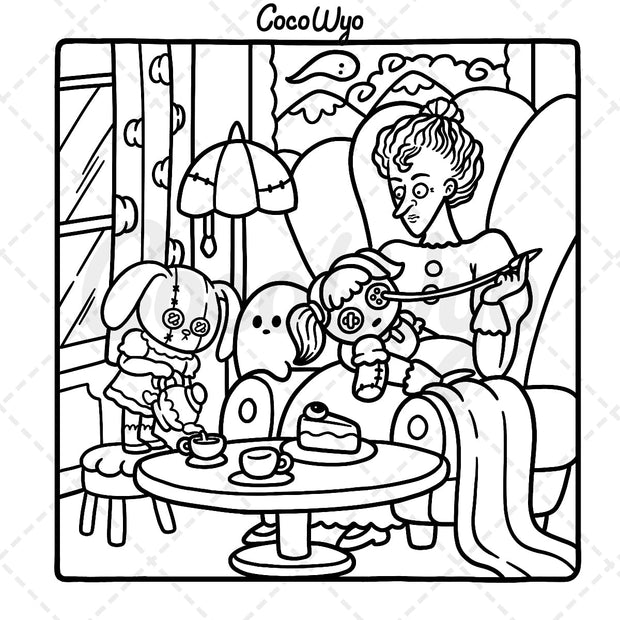 Spooky Cutie Coloring Book – Adorable & Creepy Creatures in Cozy Hygge Moments | Relaxing Fun for Adults & Teens