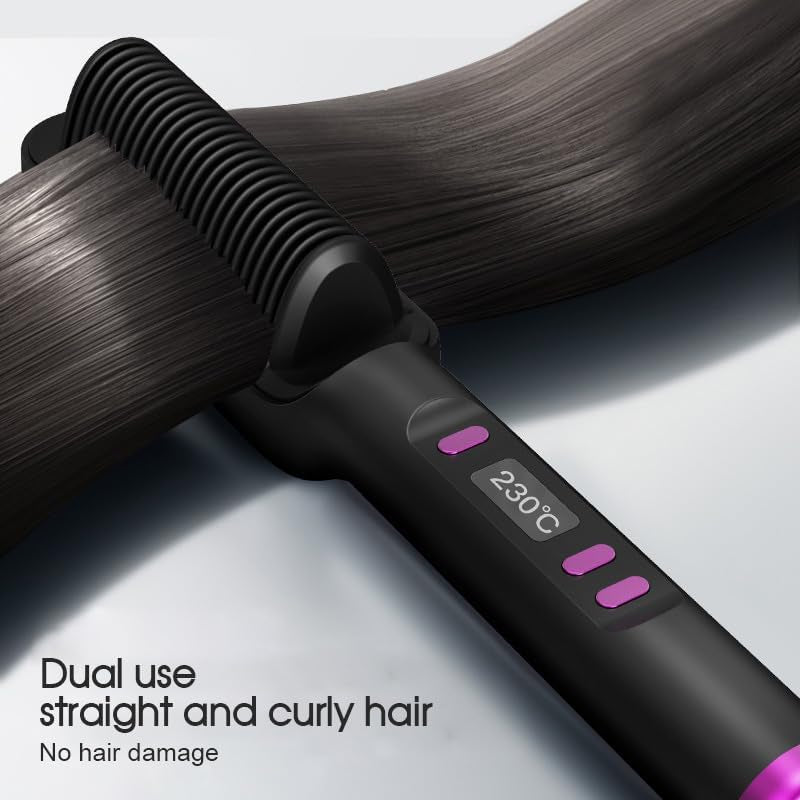 Negative Ion Hair Straightener & Styling Comb – Frizz-Free, Sleek Hair (Black)
