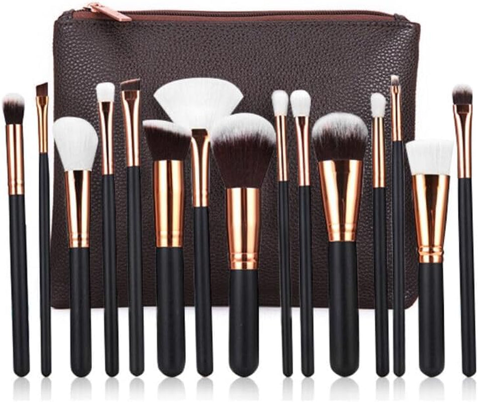 15-Piece Soft Pro Makeup Brush Set – Face Powder, Eyeshadow, Blending & Highlight Tools
