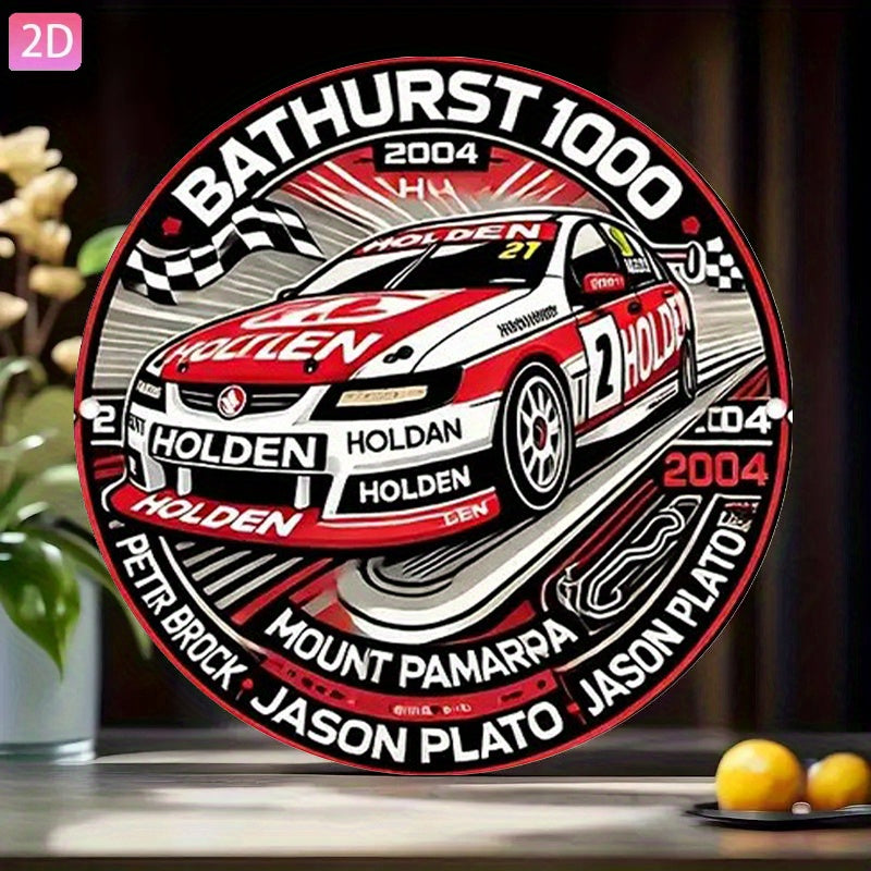 2D Flat, 1pc Vintage Bathurst 1000 Racing Aluminum Wall Art - 20.32x20.32cm Vintage Racing Decor with Holden V8 Engine Design, Perfect for Garage, Bar, Cafe, or for Man Cave, Automotive Decor, Ideal Room Decoration, 2D Flat - Tin Sign Factory Australia