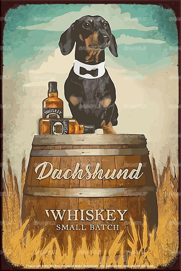 DACHSHUND WHISKEY Retro/ Vintage Tin Metal Sign Man Cave, Wall Home Décor, Shed-Garage, and Bar