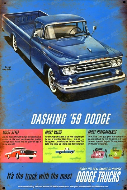 DASHING '59 Retro Vintage Rustic Look Home Shed-Garage Reproduction Bar Wall Tin Metal Signs