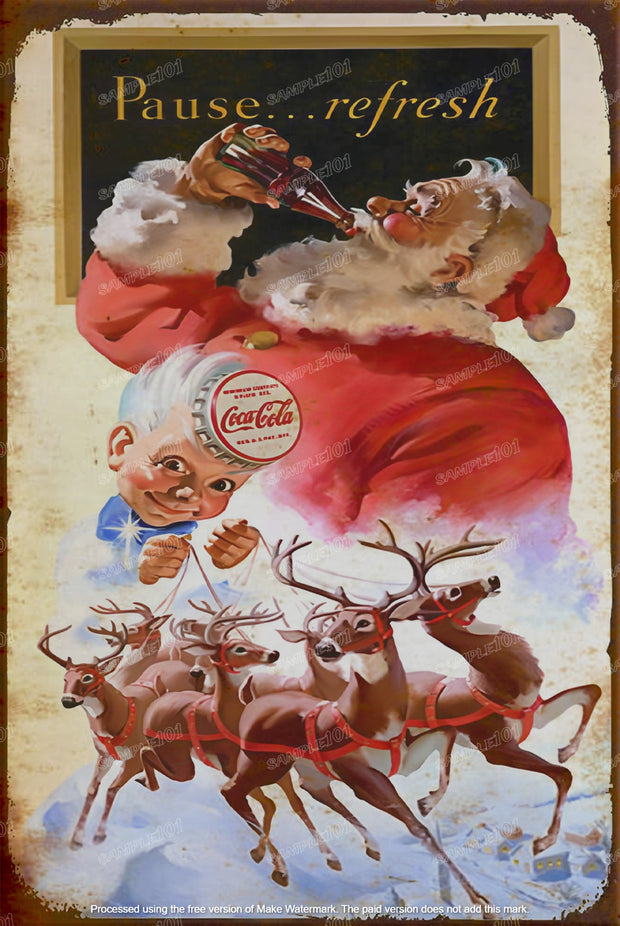 DRINK BEFORE CHRISTMAS Santa Claus Vintage Rustic Look Home Wall Décor Bar Wall Tin Metal Signs
