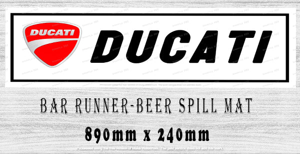 BAR RUNNER Aussie Beer Spill Mat (890mm x 240mm) Ducati Plain Man Cave Pub Rubber