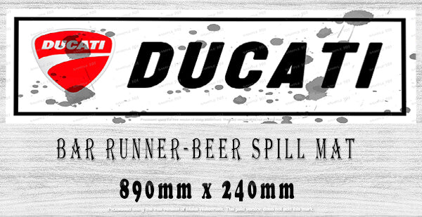 BAR RUNNER Aussie Beer Spill Mat (890mm x 240mm) BAR RUNNER Ducati Man Cave Pub Rubber