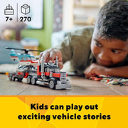 Creator 3-in-1 Flatbed Truck & Helicopter – Build a Plane, Fuel Lorry, or Hot Rod SUV | Construction Toy for Kids 7+