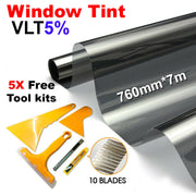 Car Home Window Tint Film Black Roll 5% VLT 760Mm*7M Tinting Tools Kit