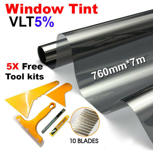 Car Home Window Tint Film Black Roll 5% VLT 760Mm*7M Tinting Tools Kit