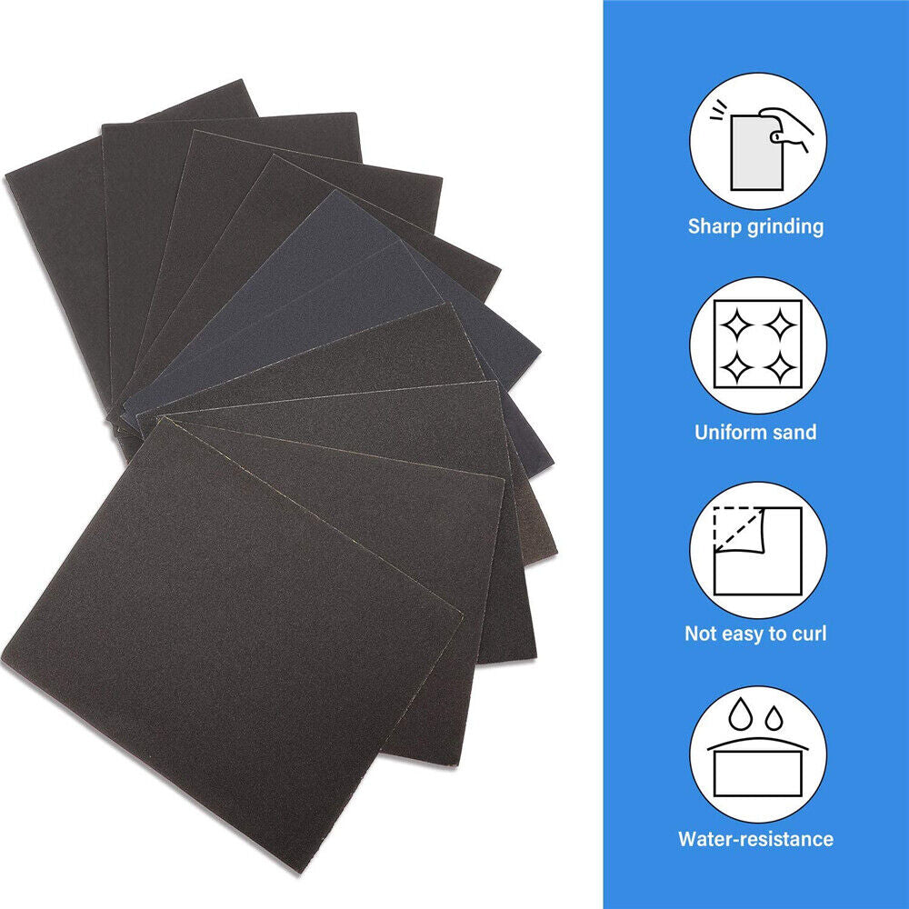 Ultimate Premium Mixed Grit Wet Dry Sandpaper Sheets - Perfect for Wood Finishing (80, 240, 320 Grit)
