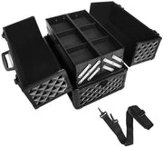 Portable Beauty Makeup Cosmetic Case Organiser Carry Bag Box Diamond W/Strap (Diamond Black)