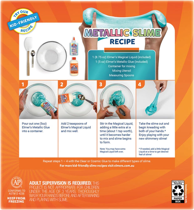 Slime Starter Kit – Includes Clear PVA Glue, Slime Activator, Cosmic Purple & Metallic Teal Glue | Washable & Kid-Friendly | 4-Pack